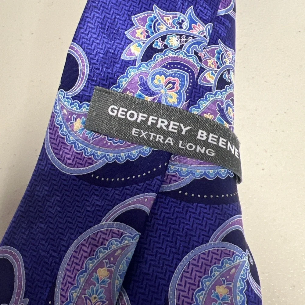 GEOFFREY BEENE EXTRA LONG Purple Designer Silk Tie‎ Mens